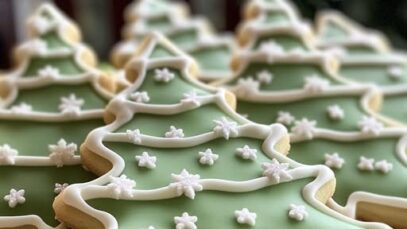 Snowy Evergreen Tree Cookies