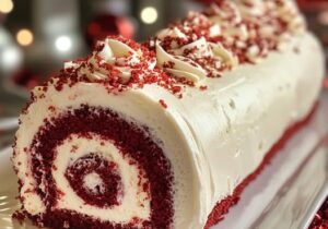 Red Velvet Cake Roll with Cream Cheese Frosting