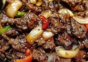 Chinese pepper steak with onions