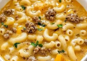 One Pot Macaroni Cheeseburger Soup