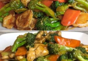 Recipe stir-fried broccoli and carrots with chicken