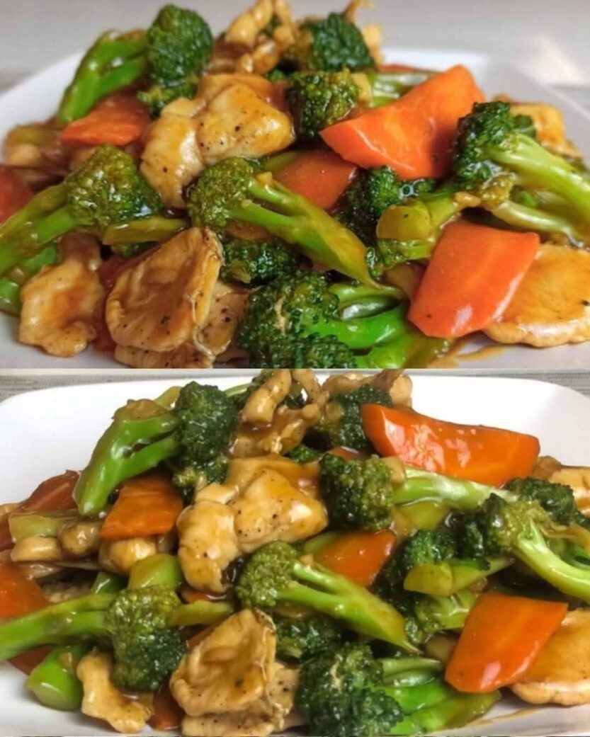 Recipe stir-fried broccoli and carrots with chicken