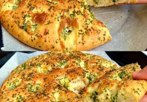 Garlic bread stuffed with mozzarella homemade focaccia type