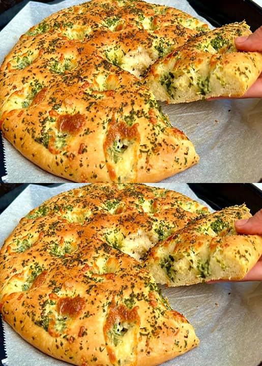 Garlic bread stuffed with mozzarella homemade focaccia type