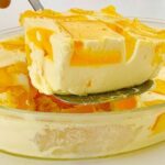 Delicious flourless cake in a large baking dish