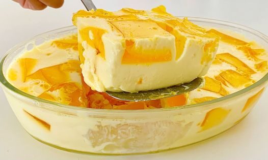 Delicious flourless cake in a large baking dish