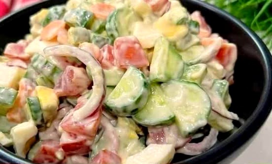 Creamy Cucumber Salad with Eggs & Honey Dressing
